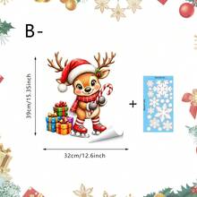 1/4pcs Cute Funny Reindeer Santa Hat Window Decals, Double-Sided Reusable PVC Static Adhesive Glass Stickers, Suitable For Living Room, Balcony, Bedroom, Christmas Home Decorations - Multicolor - View 11