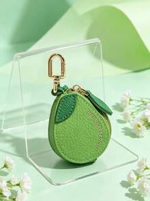 CHARM INFINITE Sweet 3D Pear Design Keychain Wallet, PU Leather Mini Zipper Coin Purse, Lightweight Portable Mini Storage Pendant, Fashion Bag Charm, Suitable As Holiday Birthday Gift For Girls - Green - View 4