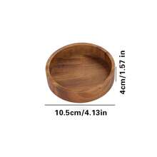 1pc Small Solid Wood Jewelry Tray, Round Wooden Jewelry Dish, Suitable For Rings, Earrings, Studs, Desktop Storage Organizer Bowl And Tea Cup Coaster, Minimalist Wooden Decorative Plate - Brown - View 7