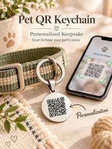 Personalized Custom Pet QR Code Keychain, Pet Photo Video Album, Scan To Listen To Pet Voice, Dog Memorial Gift, Cat Memory Keepsake, Personalized Gift - Multicolor - View 2