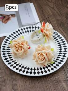 1pc/8pcs Rose Napkin Rings, Floral Napkin Holders, Farmhouse Style Wedding Holiday Table Decor, Suitable For Banquet Restaurant Hotel - Multicolor - View 12