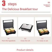 SOKANY 223 Household Electric Roasting Machine, 850W High-Power Fast Heating, Double-Sided Frying And Roasting, Anti-Scalding Handle, Easy To Clean, Non-Stick Coating, No Turning And Uniform Heating, Suitable For Family Breakfast/Light Food - Black - View 2