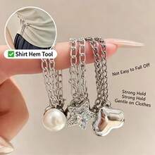 2/4/6/8/10Pcs Multi-Functional Clothing Clips, Suitable For Hemming, Metal Star, Heart, Bow Shirt, Pants, Clasp, Decoration, Long Jeans Leg Cuff Button Chain Magnetic Buckle, Clothing Accessories - Multicolor - View 10
