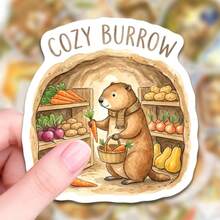 50Pcs Cozy Home Animal Stickers, Cute Cartoon Creature Decals, Waterproof Stickers For Fridge DIY Decor - 50 PCS - View 6