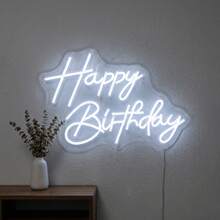 1-Piece Happy Birthday LED Neon Sign With USB Power Cable, Clear PS Backboard And Silicone Light Strip, Warm White Cursive Letter Design With Soft Glow For Birthday Party, Cake Table, Photo Backdrop, Bedroom And Celebration Decor - Multi-color light - View 4