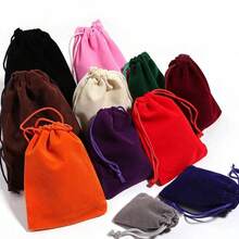 1/5/10 Buah Kantong Serut Beludru Berbagai Ukuran, Tas Hadiah Perhiasan Flanel untuk Koin, Barang Kecil, Kosmetik, Headphone, Aksesoris, Penyimpanan & Kemasan Hadiah - tas beludru serut - View 1