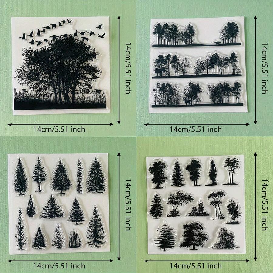 Stempel Silikon Pohon Transparan, Pola Lanskap Hutan Klasik, Segel Karet Transparan untuk Kerajinan Dekoratif DIY, Scrapbooking, Jurnal, Pembuatan Kartu