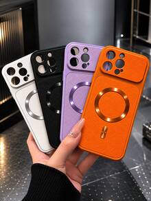 MewTrek Luxury Lychee Texture PU Leather Phone Case, Metal Ring Attachment, Large Camera Cutout, Full Coverage Shockproof & Anti-Drop Protective Shell, Compatible With IPhone, Galaxy, Honor, Reno, MOTO - Black - View 8