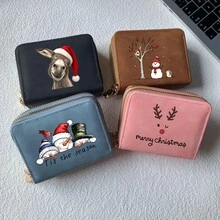 Christmas Print Card Holder Lightweight Fashionable Wallet Suitable For Party For Women Double Zipper Mini Wallet Purse Wallet Card Wallet - Multicolor - View 1