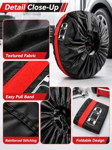 4pcs Oxford Fabric Tire Covers, Waterproof Dustproof Full-Cover Wheel Storage Protectors, Spare Tire Cover Options For 13-23 Inch Tires, Protective Accessories For Compatible Tire Sizes - Tire Cover - View 6