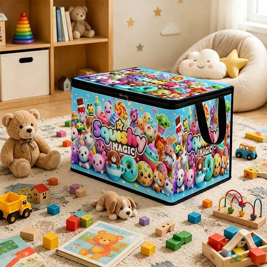 1 Buah Kotak Penyimpanan Lipat Motif Ajaib Squishy di Bawah Tempat Tidur dengan Penutup Resleting - Cocok untuk Mengatur Buku, Penyimpanan di Bawah Tempat Tidur, Penyimpanan di Bagasi Mobil, Kosmetik, Peralatan Penataan Rambut, Penyimpanan Mainan, Penyimpanan Perlengkapan Sekolah Siswa, Kantor, Pengorganisasian Rumah, Pakaian, Selimut, Penyimpanan Kapasitas Besar untuk Barang-Barang Sehari-hari - A - View 1