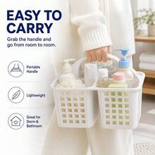 Multifunctional Portable Shower Caddy With Handle, Durable Plastic Bath Storage Basket, Suitable For Soap, Shampoo, Hair Care And Beauty Products, Home Dorm Bathroom Organizer And Countertop Cleaning Supplies Storage Box - Multicolor - View 1