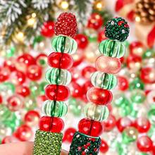 10/20/50PCS Christmas Acrylic Rondelle Beads 9*14mm Large Hole Wheel Spacer Beads With Inner Glitter For Jewelry Phone Chain Necklace Making Gift - Multicolor - View 7