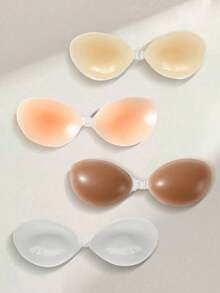 1pc Silicone Breast Pads, Invisible Seamless Push-Up For Small Breasts, Waterproof Sweat-Proof Strapless Adhesive, Suitable For Summer And Wedding Dresses - Multicolor - View 3