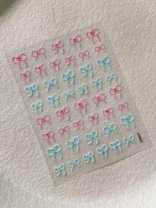 1 Lembar Stiker Kuku Natal, Desain Kue Jahe dengan Permen Tongkat dan Pita Timbul 3D, Dekorasi Seni Kuku Perekat Diri Musim Dingin - MultiWarna - View 12