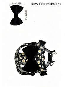 1 Set Dog Harness And Leash Set, Lightweight Breathable Mesh With Reflective Strips, Adjustable Buckle, Floral Pattern Dog Walking Gear, Cat And Dog Supplies, Suitable For Small Dogs - Black - View 3