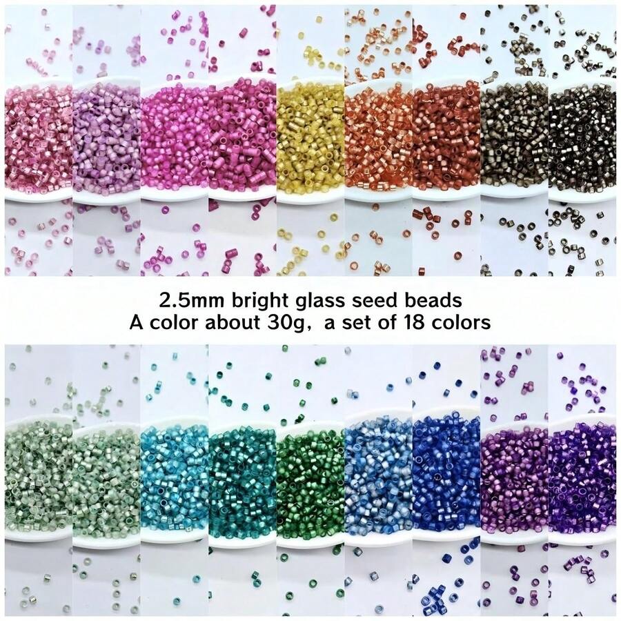 30g/Pack, Approx. 1800pcs, 2.5mm Bright Colored Glass Beads, Suitable For Handmade DIY Bracelets, Necklaces, Anklets, Hair Accessories, Hanging Decorations, Jewelry Making Accessories