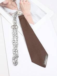1pc Metal Nameplate Chain Buckle Women's Tie-Free Collar Accessory, Sweet & Cool Y2K Preppy Punk Style Shirt Accessory - Multicolor - View 7