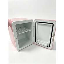 4L Dual‑Use Mini Cosmetic Fridge, Cooler & Warmer, 28dB Quiet Refrigerator With Flat LED Light Panel, Removable Shelf For Skincare, Drinks, Breast Milk, Bedroom Travel - Pink - View 3