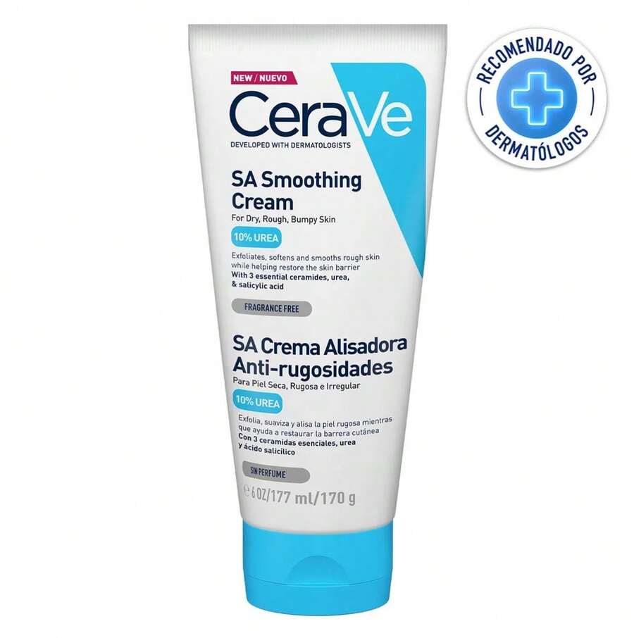 CeraVe Crema Alisadora Antirugosidades Corporal 177 ml Piel Áspera Urea Ácido Salicílico Ceramidas para Hidratación 24 Horas - Hyaluronic Acid - Ver 1