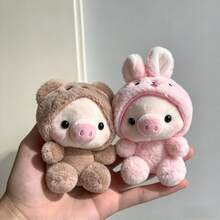 1pc Cute Pig Plush Doll, Bunny Decor, Backpack Charm, Pig Stuffed Doll, Soft Stuffed Animal Bag Pendant - Multicolor - View 1