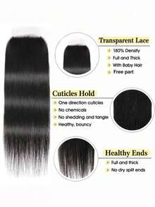 ARABELLA 6x5 Transparent Lace Frontal Hair Piece 8-20 Inch Straight Hair Free Parting 100% Human Hair Extensions Pre-Plucked Hairline Natural Hairline Natural Color Bleached Knots Soft And Smooth - SNatural - View 5