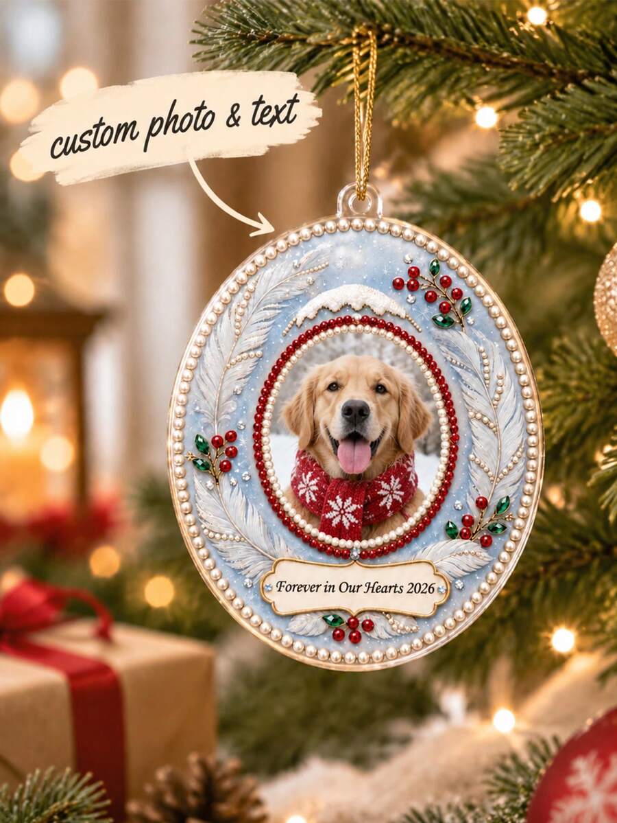 Custom Photo DIY Pearl Diamond Painting Ornament, Personalized 3D Holographic Memorial Suncatcher Kit, In Loving Memory Christmas Tree & Window Hanging Decor, Handmade Keepsake Gift For Grandma Family Friends Pet Lovers