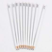 5/10/20pcs Simple White Round Pencils With Eraser, Pre-Sharpened, Suitable For Learning, Office And Practice Use - Multicolor - View 8