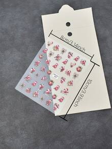 1pc Christmas Red Cardinal Bell Heart Candy Cane Colorful Ball & Signpost Nail Stickers, Self-Adhesive Glitter Nail Decals, Asymmetrical Shape, Cute Energetic Style, Ins-Inspired, Suitable For Theme Parties - Multicolor - View 3
