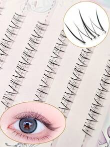 Slouchy Person Glue-Free False Eyelashes | Mini Small Capacity Boxed Lower Eyelashes Zhaojun, Segmented Realistic Hair Material Glue-Free Strip Design Instant Application, Daily Makeup Portable Touch-Up Easy Storage - C - View 4