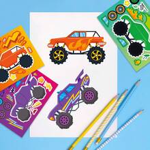 24pcs Monster Truck DIY Kids Stickers, Changeable Face Design To Create Your Favorite Truck Image, Parent-Child Interactive Puzzle Toy, Develops Children's Brain, Holiday Party Gift, Gift Packaging Sticker, Kindergarten Toy, Can Be Used For Home Decor, Stick On Table, Notebook, Balloon, Luggage, Refrigerator, Etc. - Mixed Color - View 7
