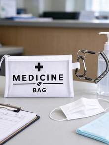 Kantong Penyimpanan Bermotif "Obat", Tas Organizer, Dompet Rantai Anti Pencurian, Tempat Paspor, Pengatur Kabel, Tas Kosmetik, Dompet Koin, Desain Jaring untuk Akses Mudah, Cocok untuk Penggunaan Sehari-hari dan Perjalanan - MultiWarna - View 7