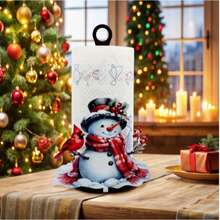 2D Flat Christmas Hat Red Scarf Gingerbread Man & Hot Drink Cup Printed Paper Towel Holder, Acrylic Material Vertical Roll Paper Storage Rack, Kitchen Dining Table Decor Ornament, Easy Installation, Suitable For Christmas Party Home Room Decoration (Paper Towel Not Included) - View 3