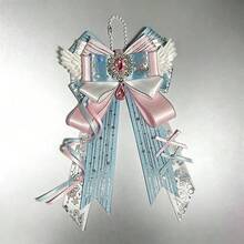 1pc Satin Ribbon Heart Rhinestone Bow Bag Charm, Anime Cosplay Concert Convention Lolita Ita Bag Accessory, Badge Matching Handmade Long Ribbon Lace Wings Pearl Star Polka Dot Satin Ribbon Decoration Accessory - A - View 18