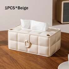 Minimalist Cream Style Tissue Box, Living Room Coffee Table Tissue Holder, Large Opening Moisture-Proof Desktop Multifunctional Tissue Storage Box, Nordic Luxury High-End Home Decor Ornament, Women's Aesthetic Taste Home Essential Highly Attractive Item - View 12
