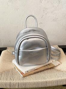 1PC New PU Mini Backpack, Casual Minimalist Elegant Design, Zipper Closure, Adjustable Shoulder Straps, Suitable For School, Travel, Can Easily Hold Daily Essentials, Versatile Item, Applicable To Various Styles And Occasions - Multicolor - View 12