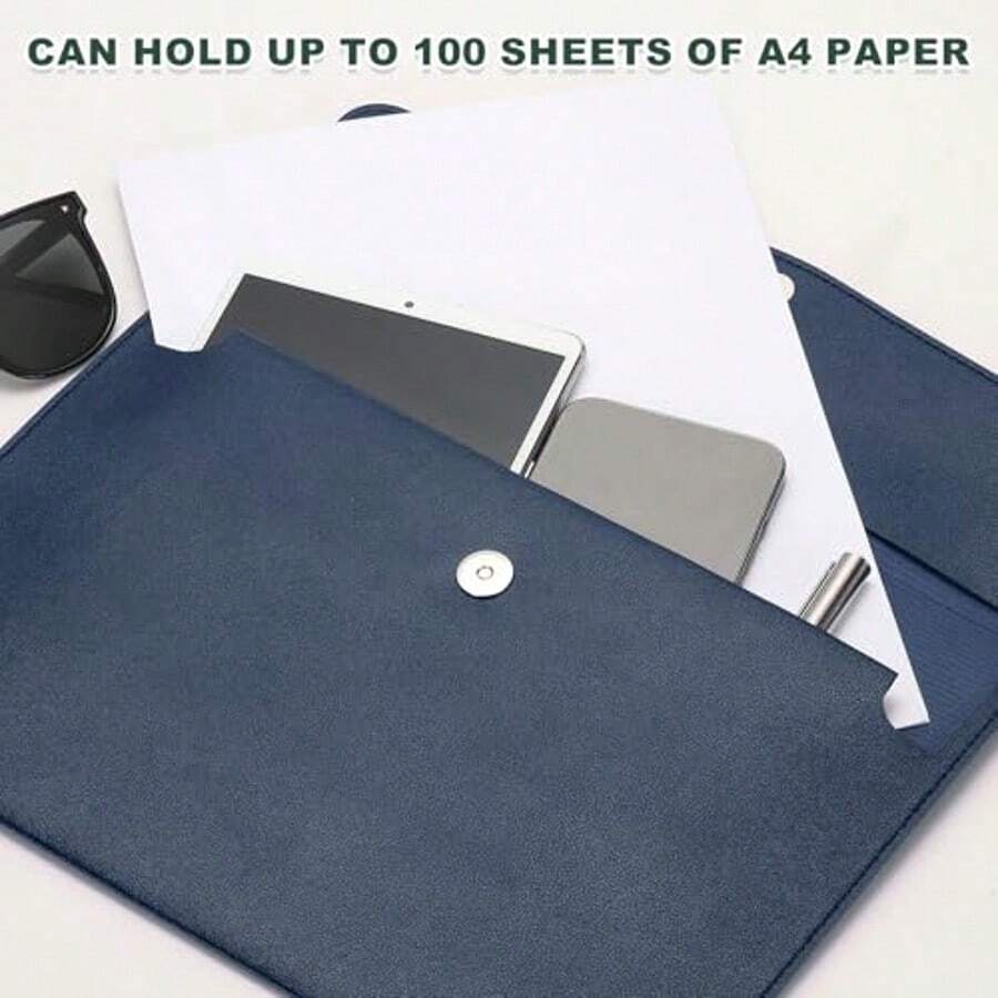 PU Leather A5 Folder, File Organizer Combination Envelope Folder With Snap Closure, For Letters And Receipts - Multicolor - View 1