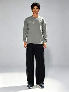 veidoorn Men's Straight-Leg Athletic Pants, With Drawstrings At The Ankles, Simple Casual Pants, For Sports, Outdoor Activities, Hiking - Black - View 7