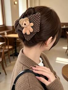 1pc Solid Color Fabric Dark Striped Triangle Claw Clip Women's Premium Hair Claw Hair Accessory - Multicolor - View 12