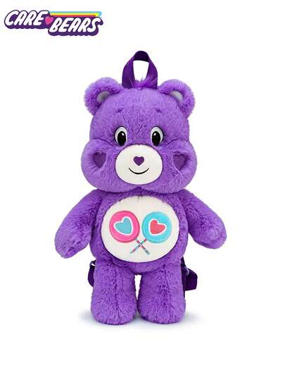 Care Bears Women's Pink Cartoon Bear Backpack, Cheer Bear,Grumpy Bear ,Share Bear,Plush Wearing A Vest Shoulder Bag Large Capacity Crossbody Bag For Work Travel Shopping Storage Back To School