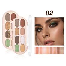 HANDAIYAN Palet Eyeshadow Nuansa Hangat, Set Eyeshadow Matte Berkilau Cokelat Emas Merah Muda untuk Riasan Natural dan Tampilan Smoky - MultiWarna - View 9