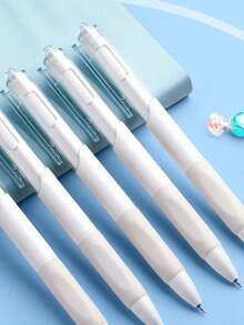 1/5/10/24pcs Gel Pens, White Barrel, Retractable Ballpoint, 0.5mm Tip Diameter, Black Ink, Quick-Drying, Smooth Writing, Suitable For School, Business, Document Recording, Office Use, Also Suitable For Students, Office Workers, Teachers And Learning Supplies Needs. - Multicolor - View 7