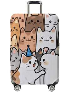 Cat Print Luggage Cover, Fits 18-32 Inch Suitcases. Stretchable, Scratch-Proof & Dustproof, Stylish Decoration For Luggage. - Multicolor - View 8