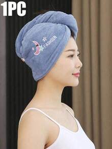 3pcs Women's Thick Coral Fleece Absorbent Triangle Hair Drying Cap With Cartoon Embroidery, Bath Cap Hair Care Accessory Hair Ornament - Multicolor - View 12