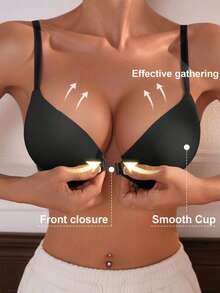 Peach Girl Black Lift-Up Bra - Front Closure Design, Lifts Bust, Breathable & Comfortable, Ideal For Everyday Wear - Black - View 2
