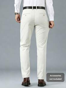 Men's Slim Solid Color Casual Suit Pants High-End Business Formal Pants Without Belt (Pants Do Not Include Belt) - Apricot - View 1