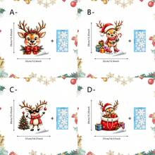 1/4pcs Cute Funny Reindeer Santa Hat Window Decals, Double-Sided Reusable PVC Static Adhesive Glass Stickers, Suitable For Living Room, Balcony, Bedroom, Christmas Home Decorations - Multicolor - View 2