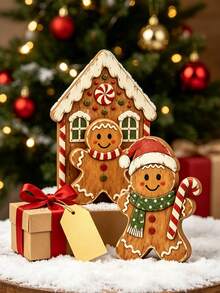Vintage Distressed Gingerbread Man Figurine, Farmhouse Style Christmas Tabletop Decor, Suitable For Home Holiday Fireplace Mantel Display - A - View 10