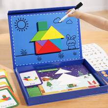 Children's Magnetic Tangram Geometric Magnetic Stickers Intelligence Puzzle Kindergarten Educational Teaching Aid Educational Magnetic Toy - Multicolor - View 8