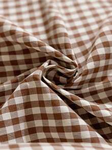 1PC British Country Style Coffee White Plaid Ruffle Table Skirt, Can Cover Cabinet, Sink, Clutter, Kitchen, Wedding, Cafe, Restaurant, Holiday Decoration Curtain - Coffee Brown - View 8